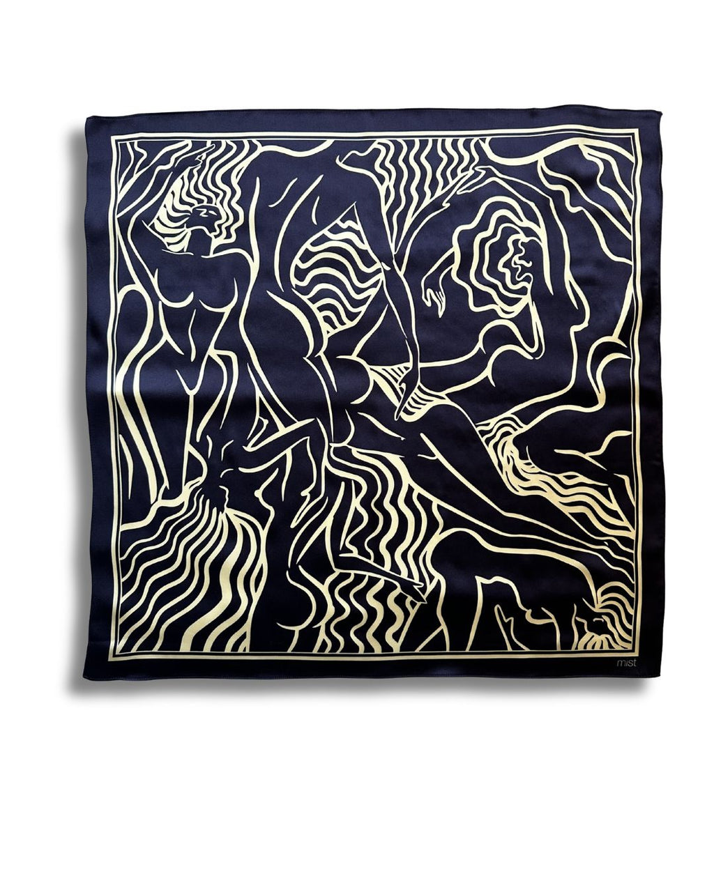 ladies silk scarf navy blue