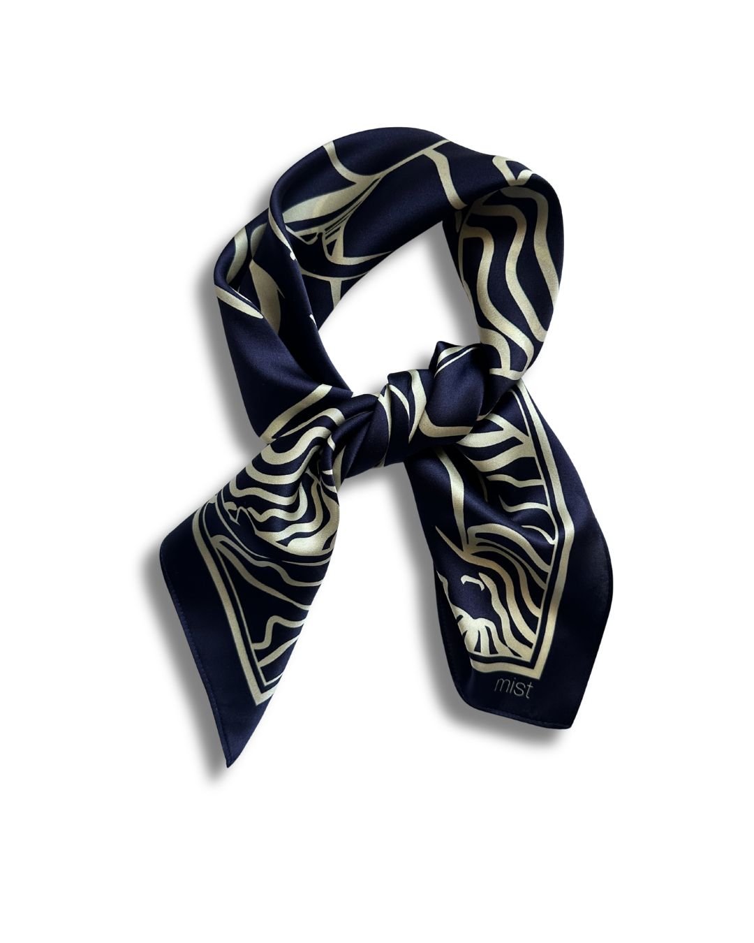 ladies silk scarf navy blue